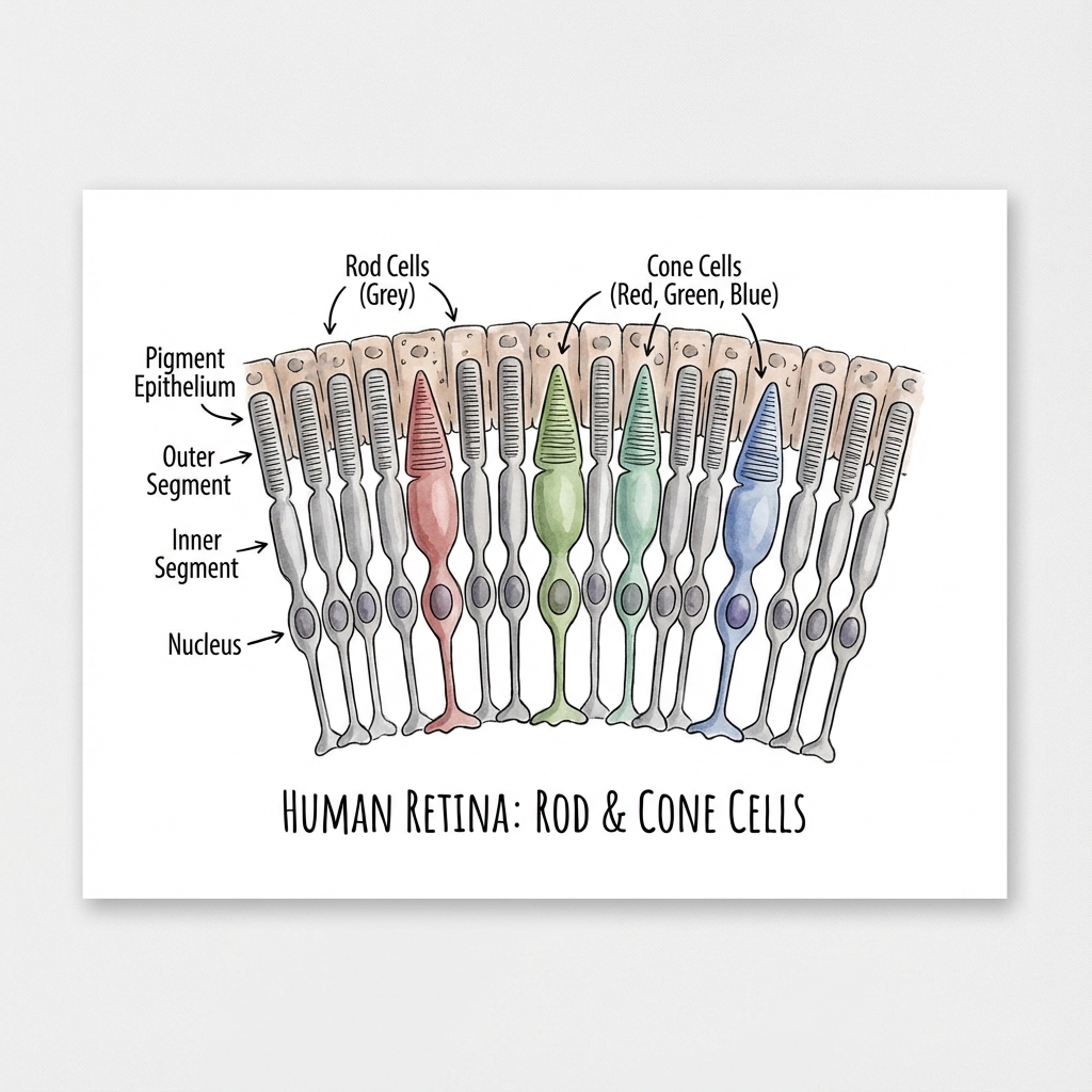 Ilustrasi Retina dan Sel Kerucut